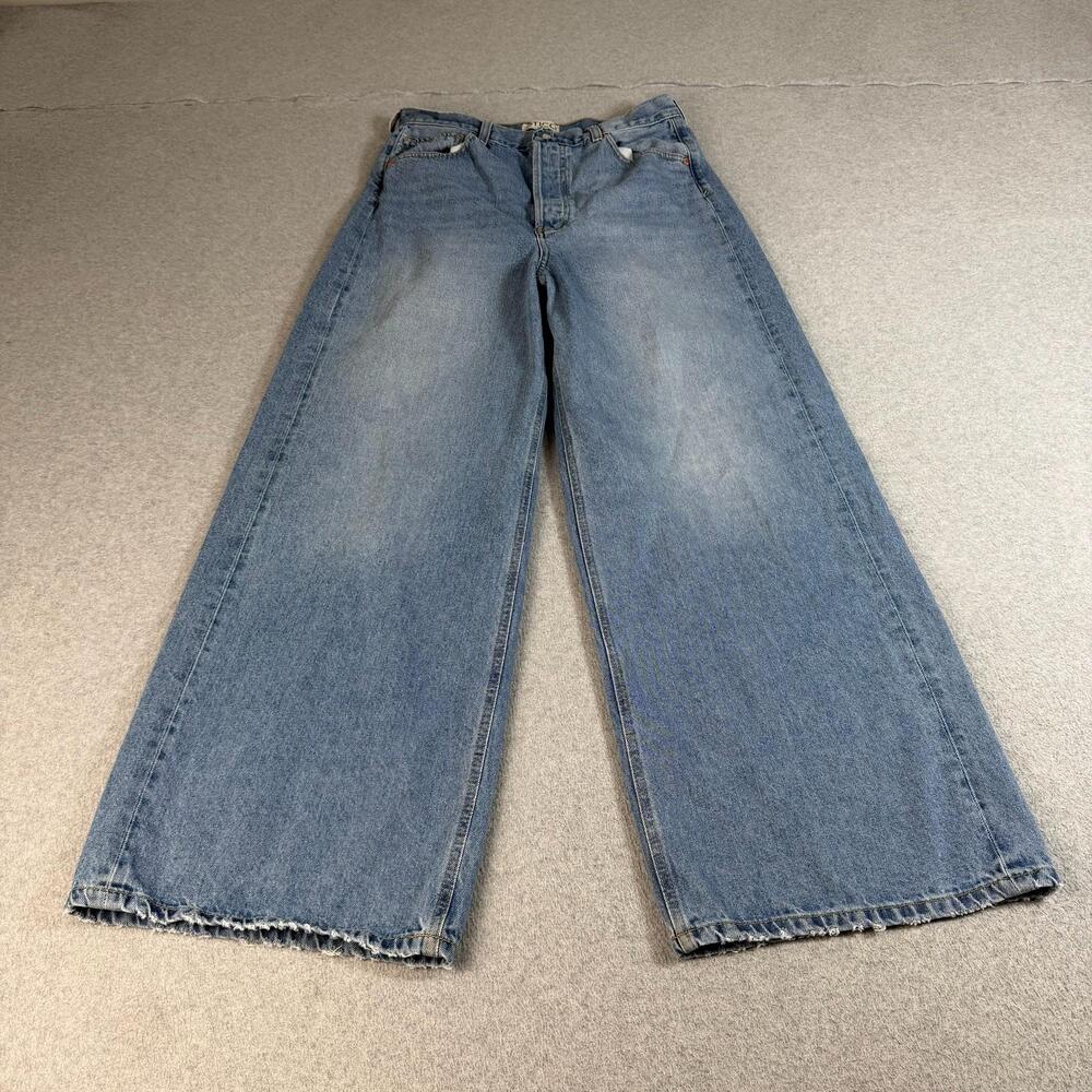 Etica Jeans Womens 30 Blue High Rise Relaxed Wide Leg Distressed Denim Boho Y2K